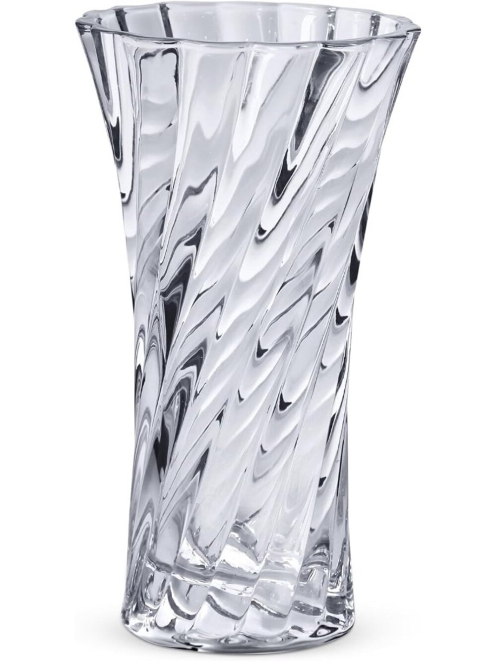 Elegant 8" Crystal Look Glass Flower Vase - Swirl Design for Home Decor